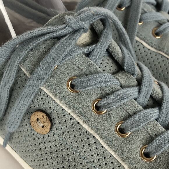 FAGUO Suede Perforated Sneaker Men's 8 / 40 Birch Blue Leather Lace Up Comfort - Picture 7 of 14